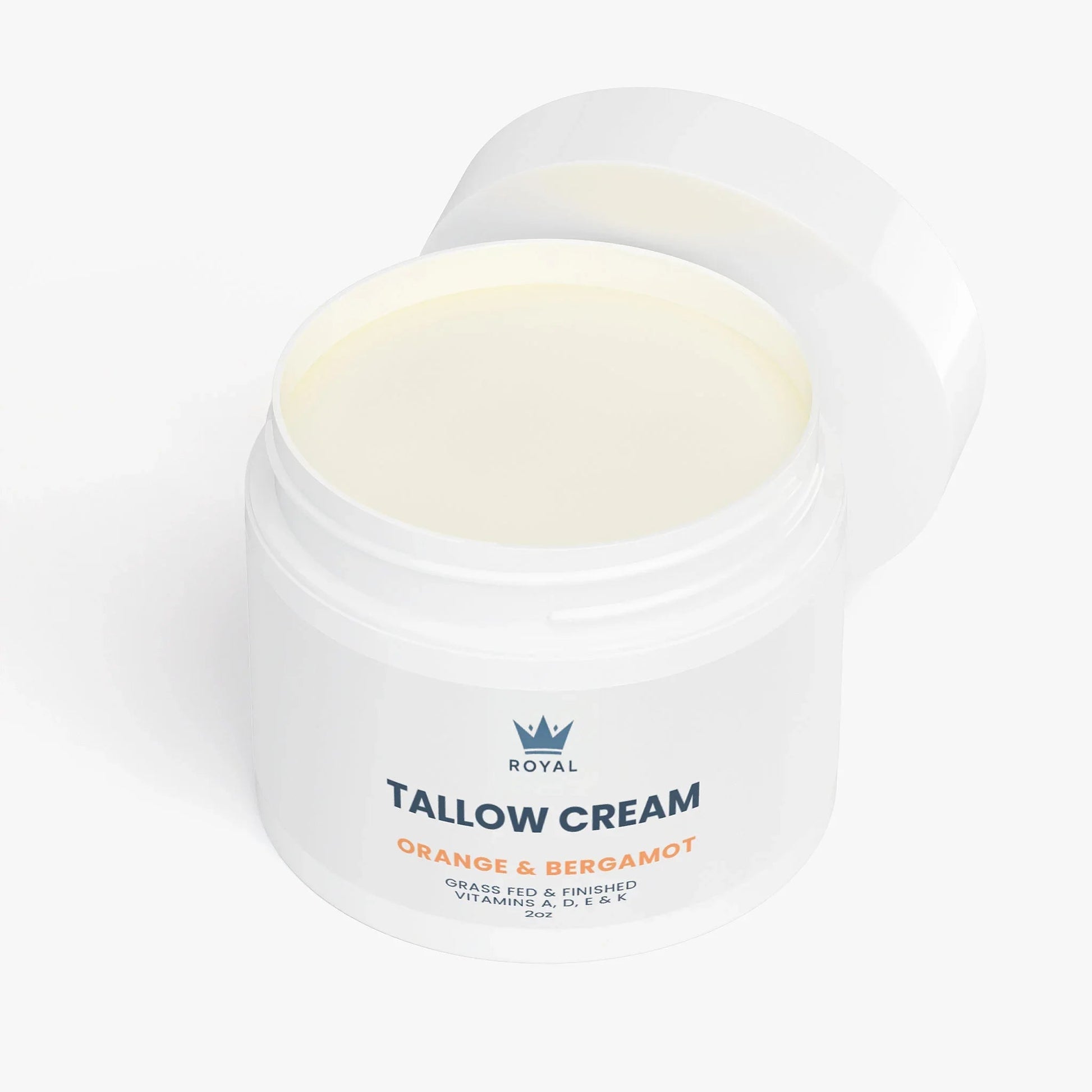 Tallow Cream Face & Full Body Moisturizer - Orange Cream With Bergamot - All Natural Grass Fed Beef Tallow - Royal Wellness